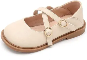 Little Girl's Adorable Princess Party Dress Shoes Double Buckle Strap Wedding Low Heel Sandals for Lass