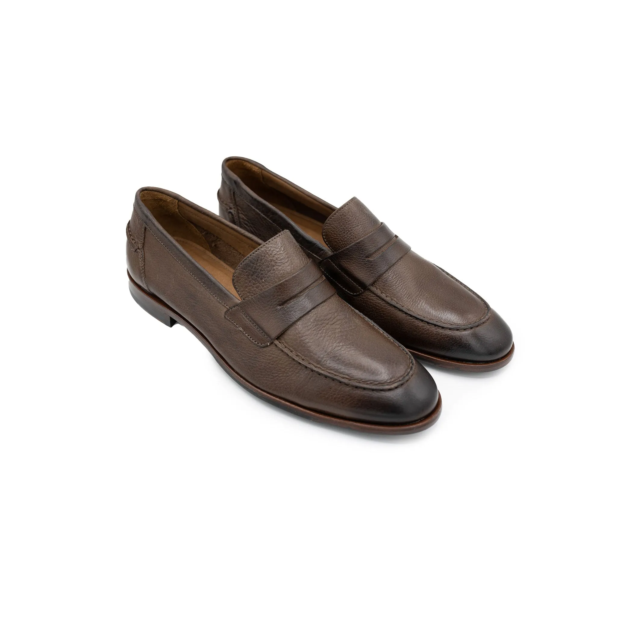 Naples Penny Loafers in Brown Leather