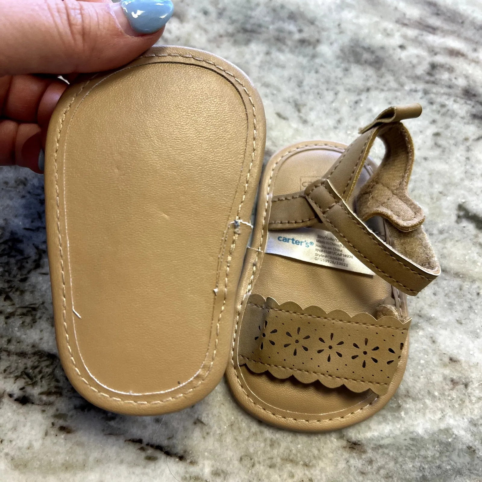 NWOT Carter's Brown Summer Sandals Size 0-3 Months