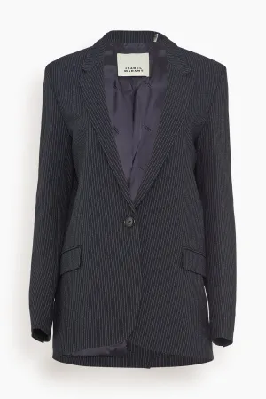 Omelia Blazer in Midnight Blue/Ecru