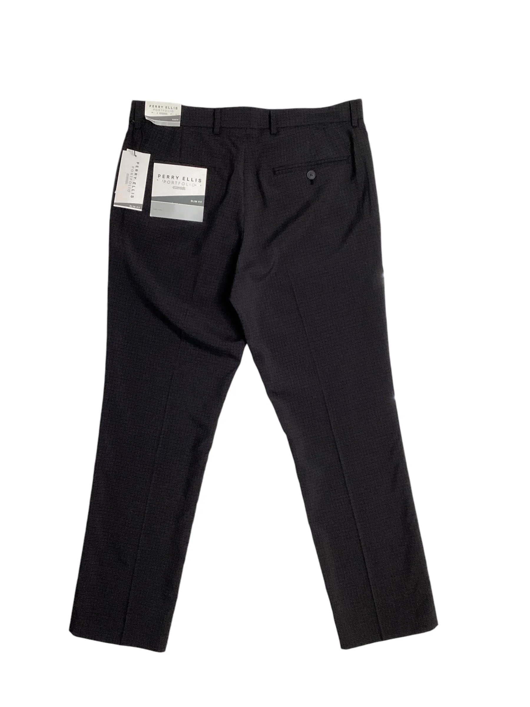 Perry Ellis Portfolio Men's Slim Fit Twill Pants Caviar Black 30 x 30