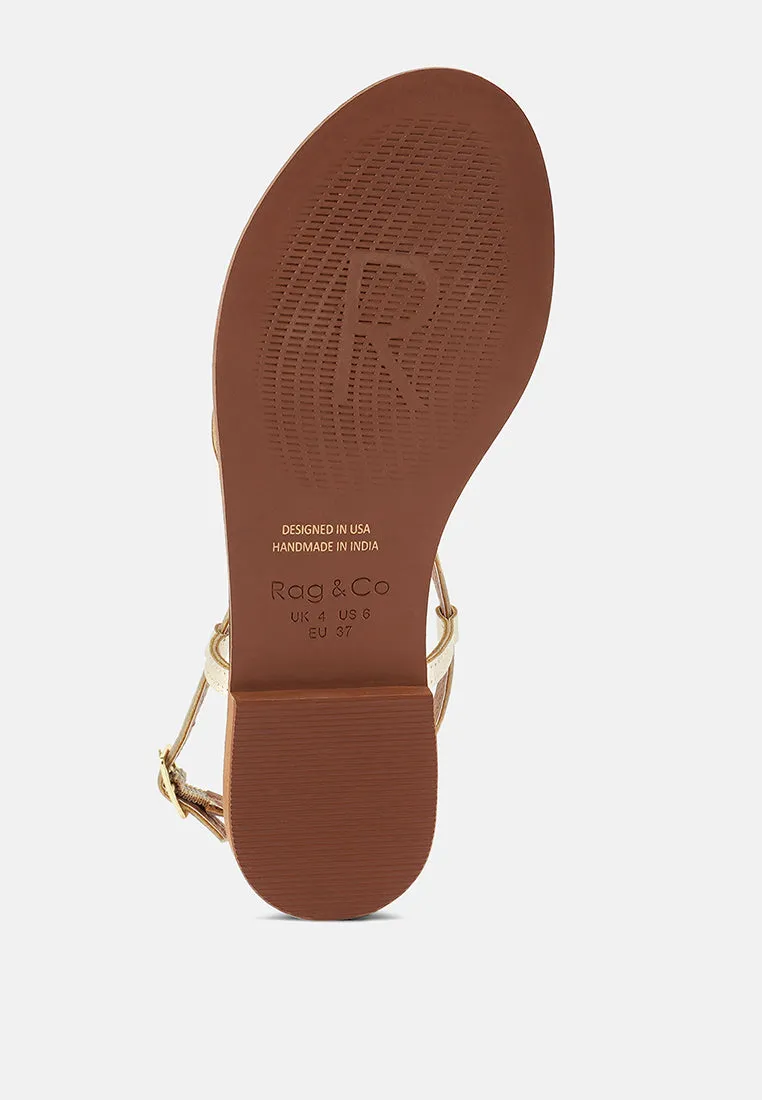 PHEOBE Strappy Beige Flat Sandals
