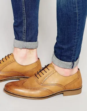 Red Tape Smart Brogues In Tan Leather