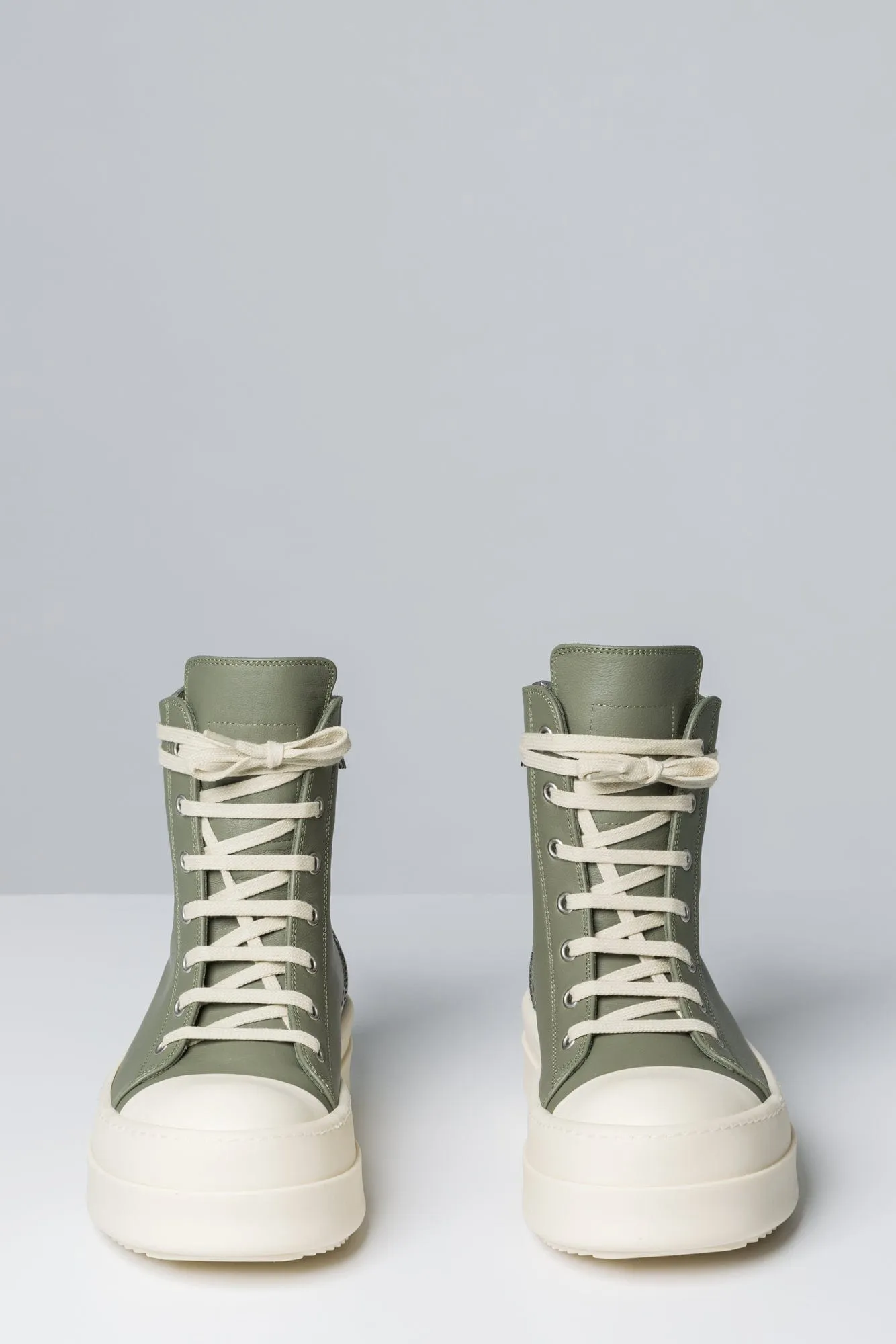 Rick Owens Mega Bumper Sneaks in Celadon and Milk