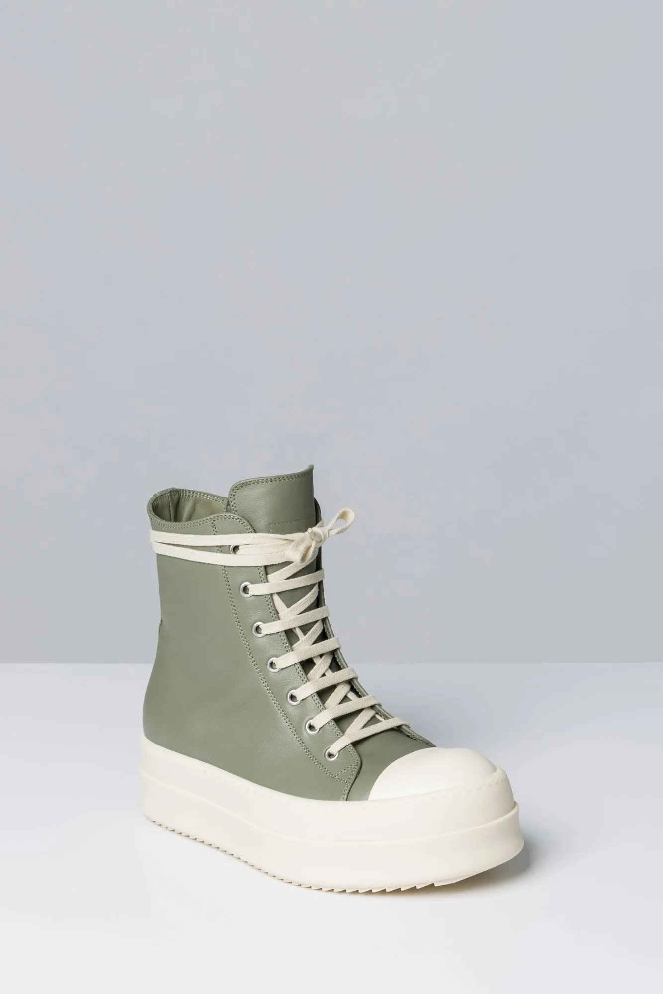 Rick Owens Mega Bumper Sneaks in Celadon and Milk