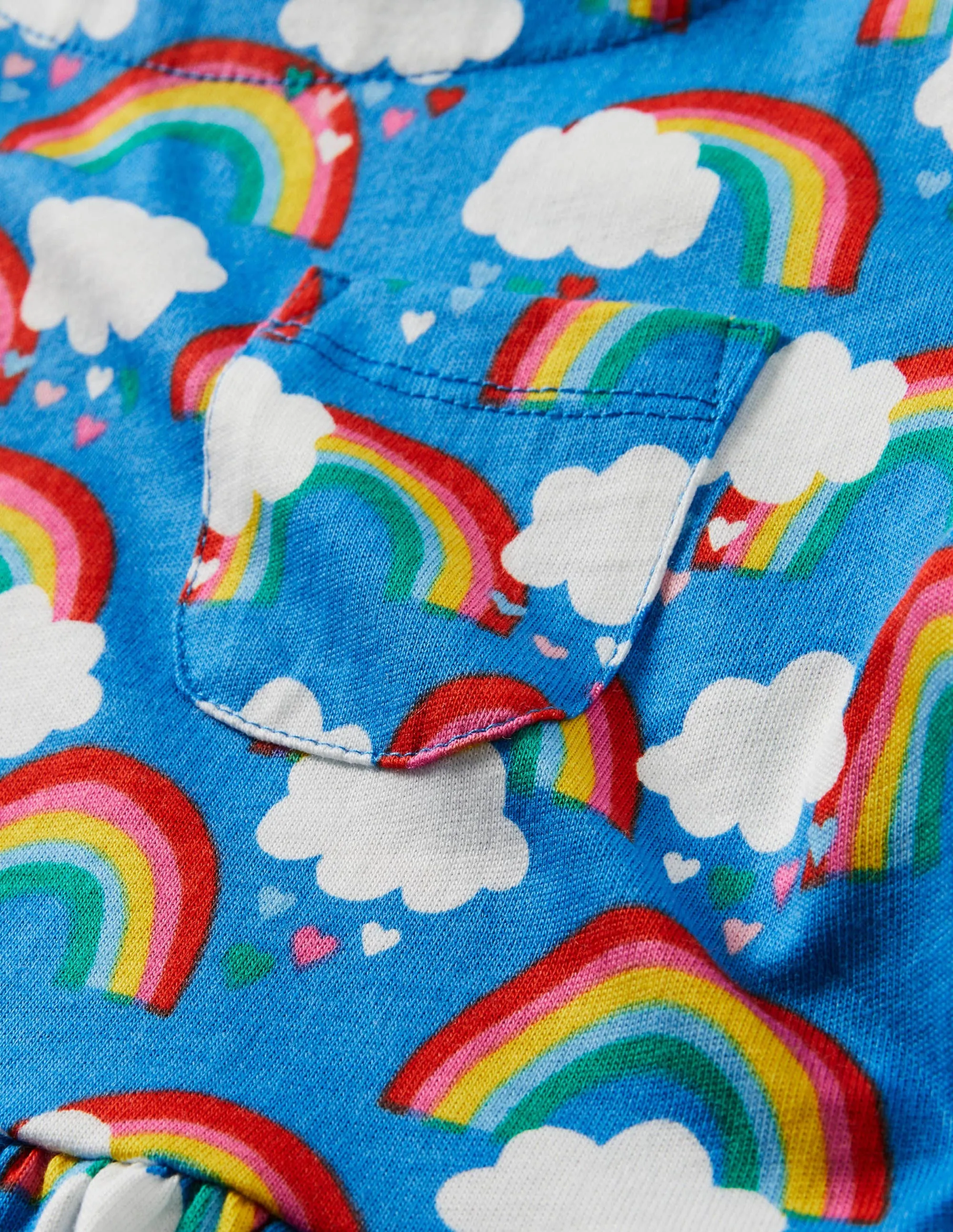 Short Sleeve Fun Jersey Dress-Moroccan Blue Love Rainbows