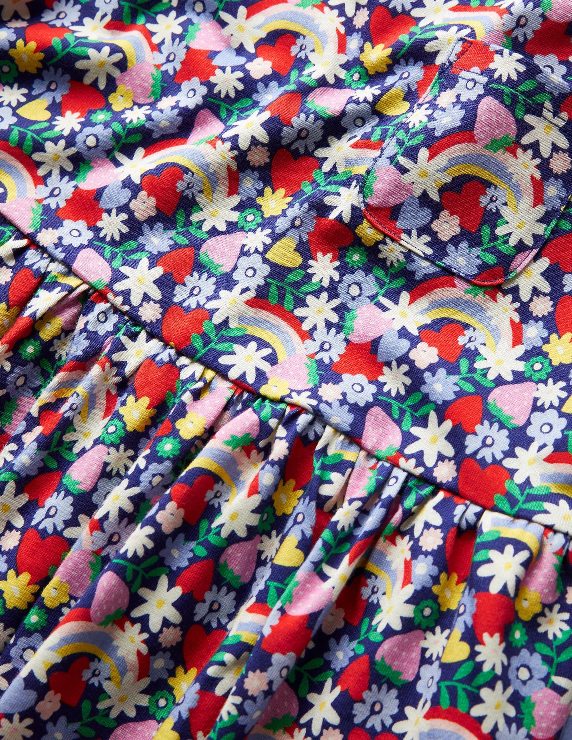 Short Sleeve Fun Jersey Dress-Multi Rainbow Ditsy