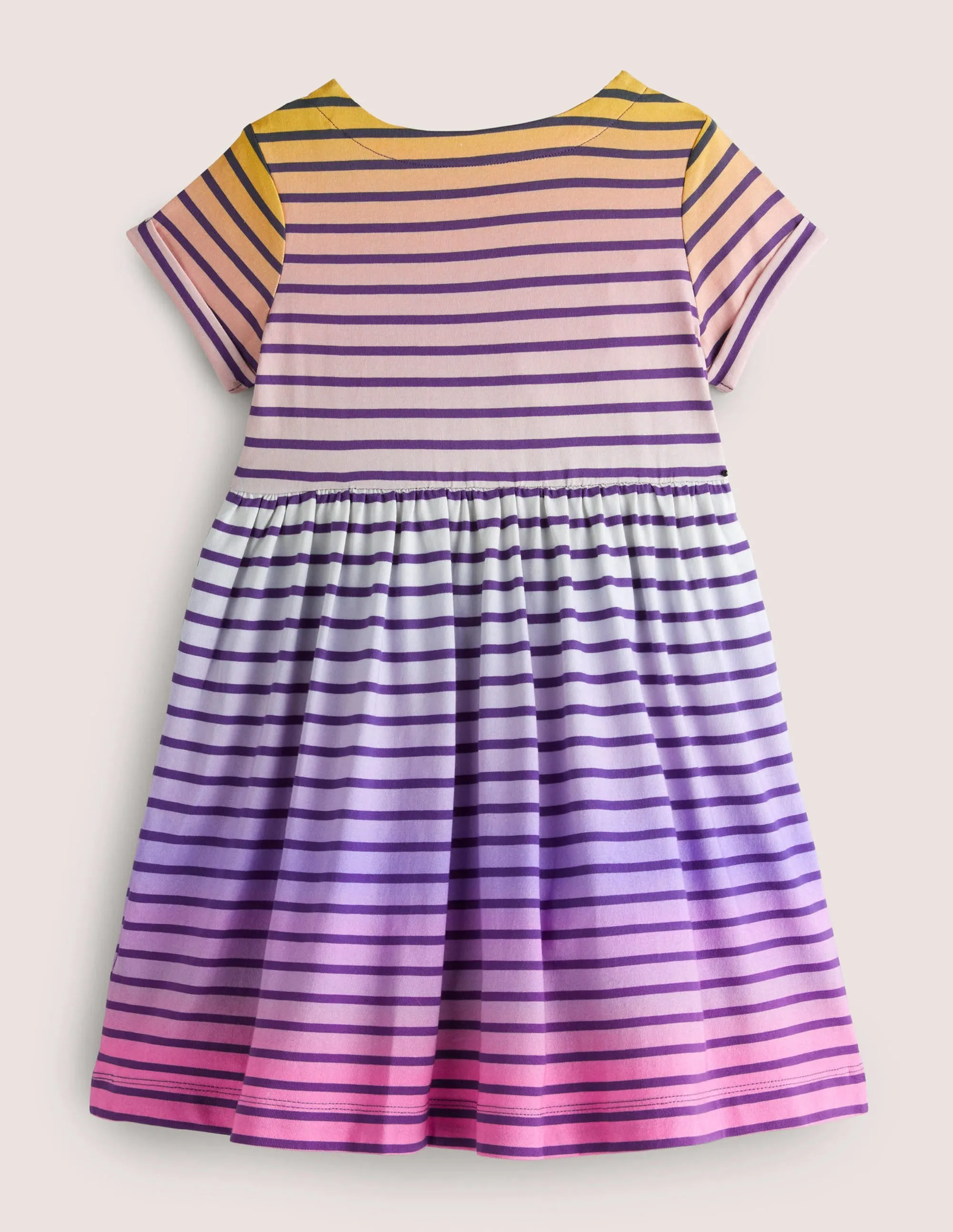 Short Sleeve Fun Jersey Dress-Rainbow Ombre