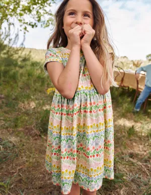 Short-sleeved Fun Jersey Dress-Multi Spring Stripe