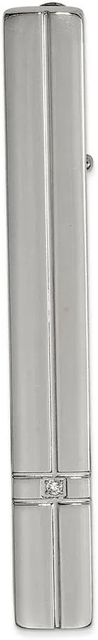 Stainless Steel Polished with CZ Cubic Zirconia Tie Bar (7.3mm x 57.8mm)