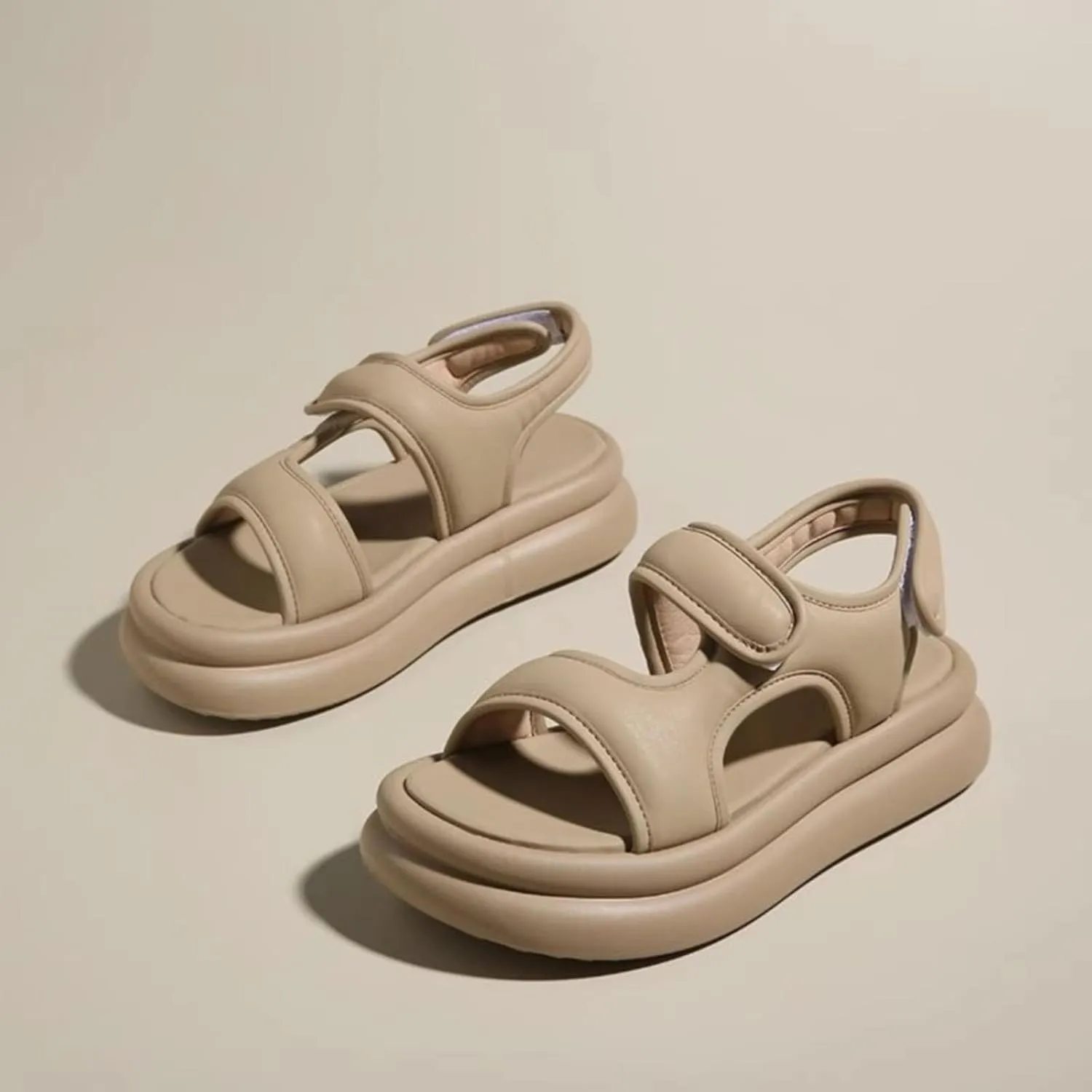 Toddler Kid Girl Casual Hook & Loop Sandal Solid Color Rubber Soft Sole Birthday Party School Beach Flat Shoes