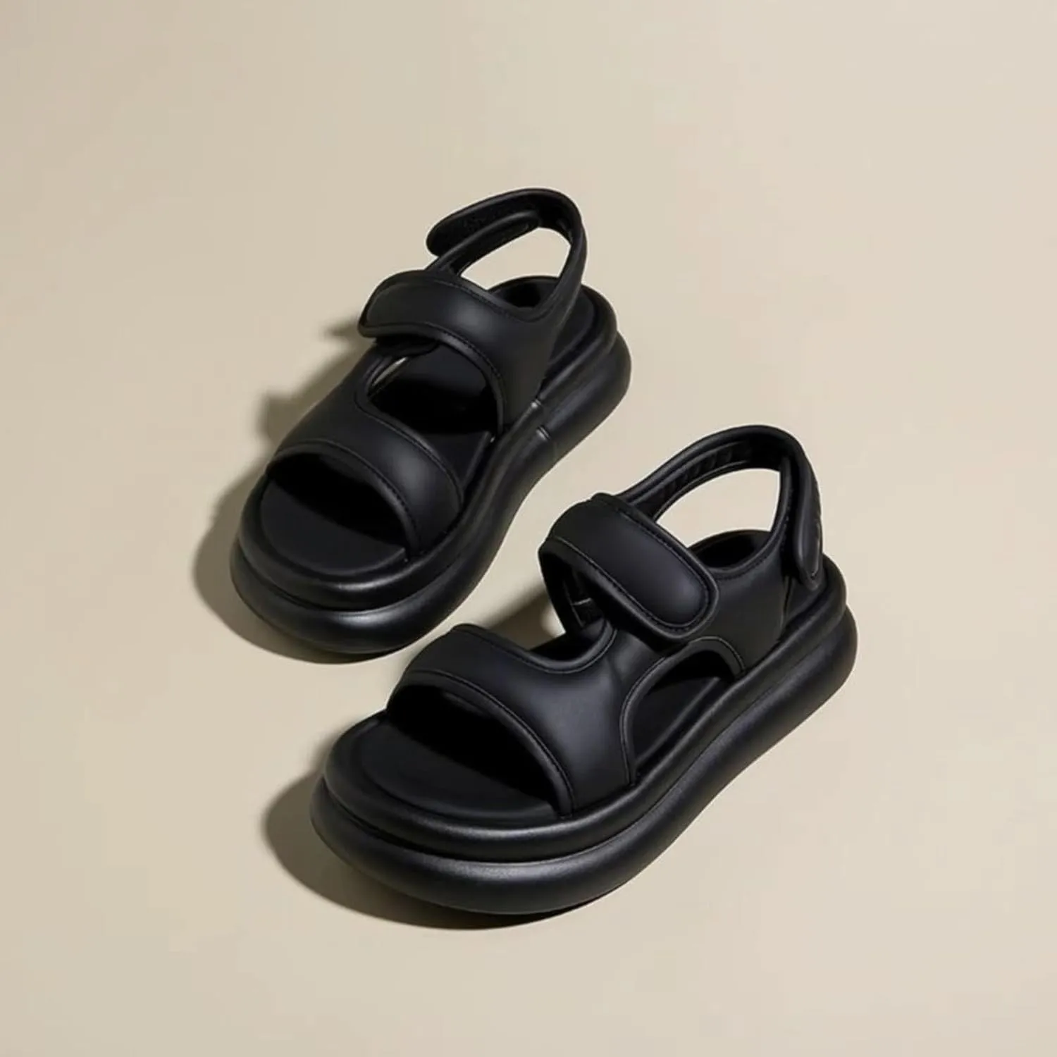 Toddler Kid Girl Casual Hook & Loop Sandal Solid Color Rubber Soft Sole Birthday Party School Beach Flat Shoes