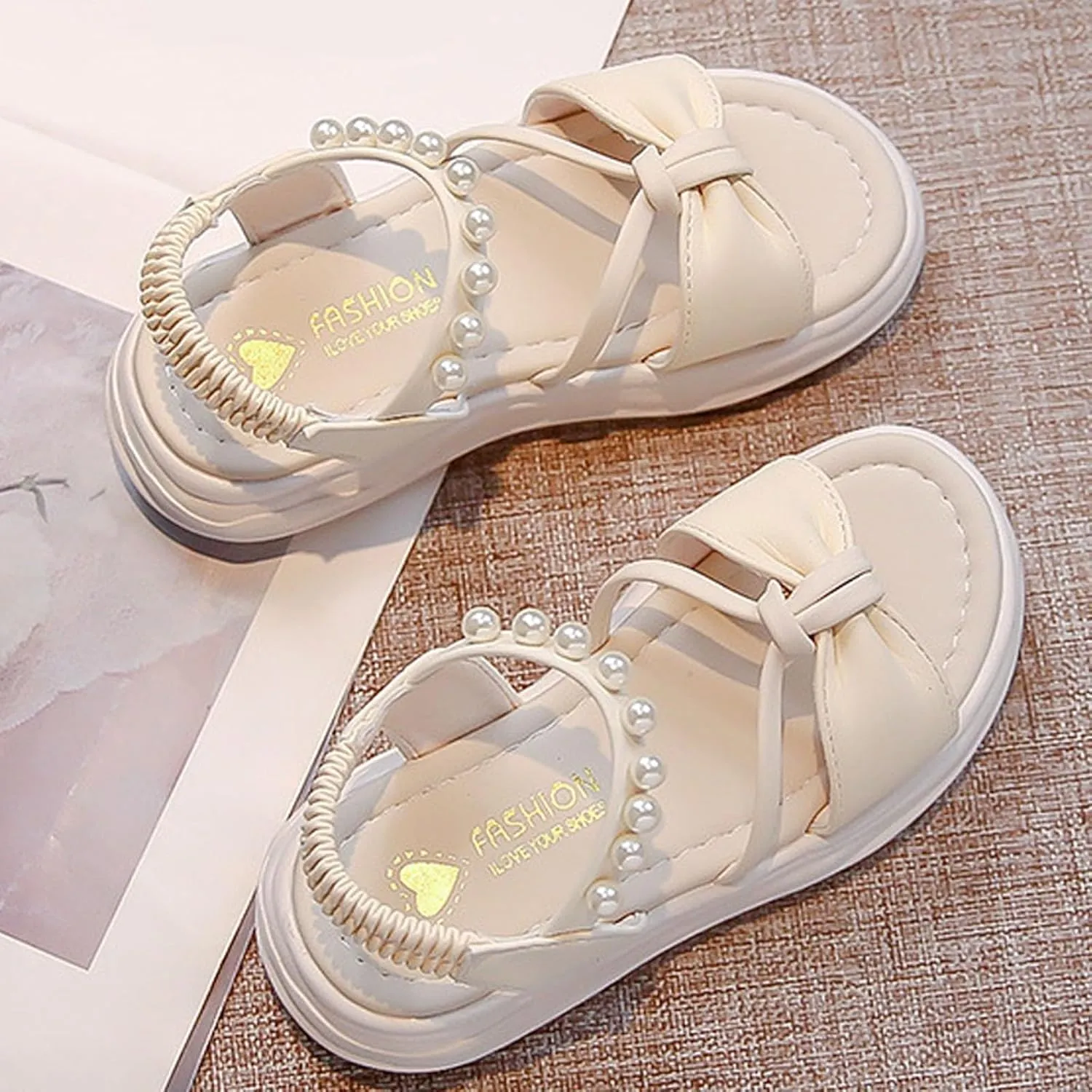 Toddler Kid Girl Open-Toe Casual Sandal Bow Hook & Loop Dress Soft Rubber Sole Beach Birthday Flat Shoes