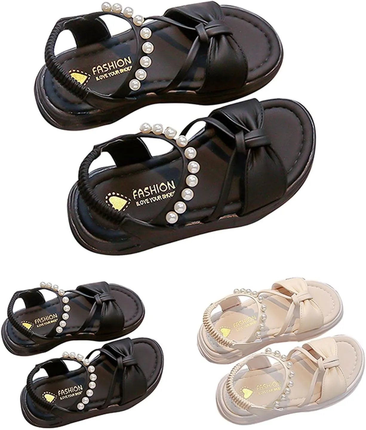 Toddler Kid Girl Open-Toe Casual Sandal Bow Hook & Loop Dress Soft Rubber Sole Beach Birthday Flat Shoes