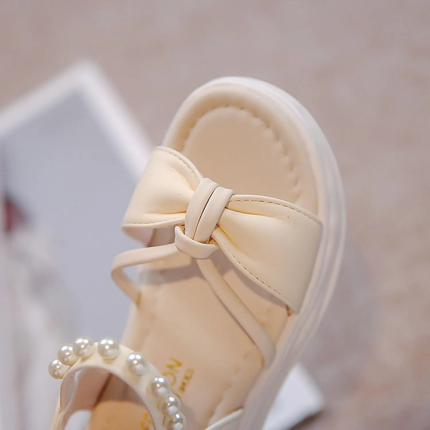 Toddler Kid Girl Open-Toe Casual Sandal Bow Hook & Loop Dress Soft Rubber Sole Beach Birthday Flat Shoes