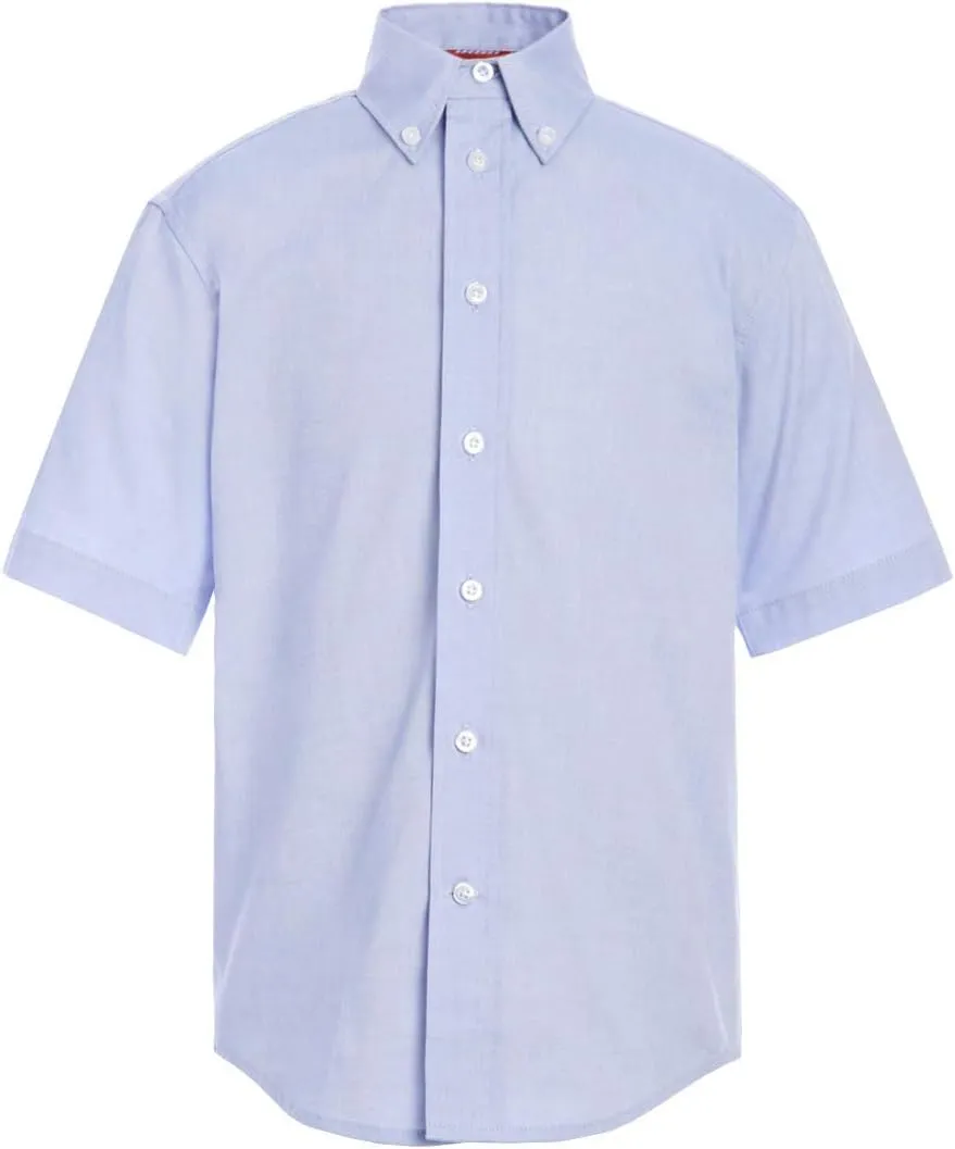 Tommy Hilfiger Girl's Short Sleeve Pinpoint Oxford Collar Shirt, Kids School Uniform Clothes