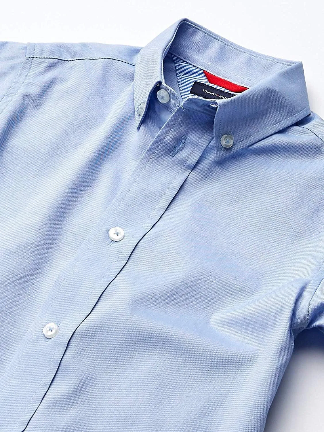 Tommy Hilfiger Girl's Short Sleeve Pinpoint Oxford Collar Shirt, Kids School Uniform Clothes