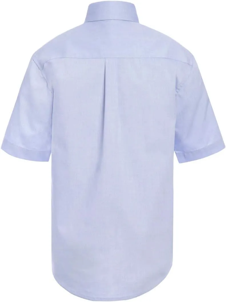 Tommy Hilfiger Girl's Short Sleeve Pinpoint Oxford Collar Shirt, Kids School Uniform Clothes