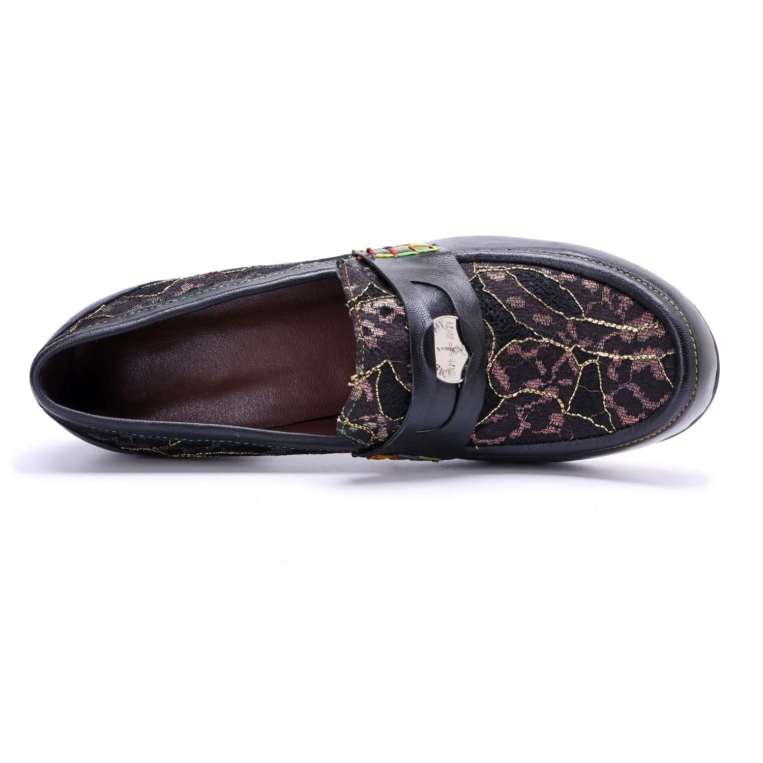 Vintage Graffiti Patchwork Loafer Heels (Morgana)