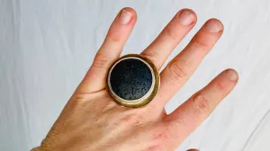 Volcanic Lava Ring. Size 7. Brass and Sterling Silver