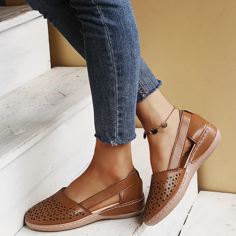 Women Casual Loafers Leatherette Closed Toe Flat Sandals