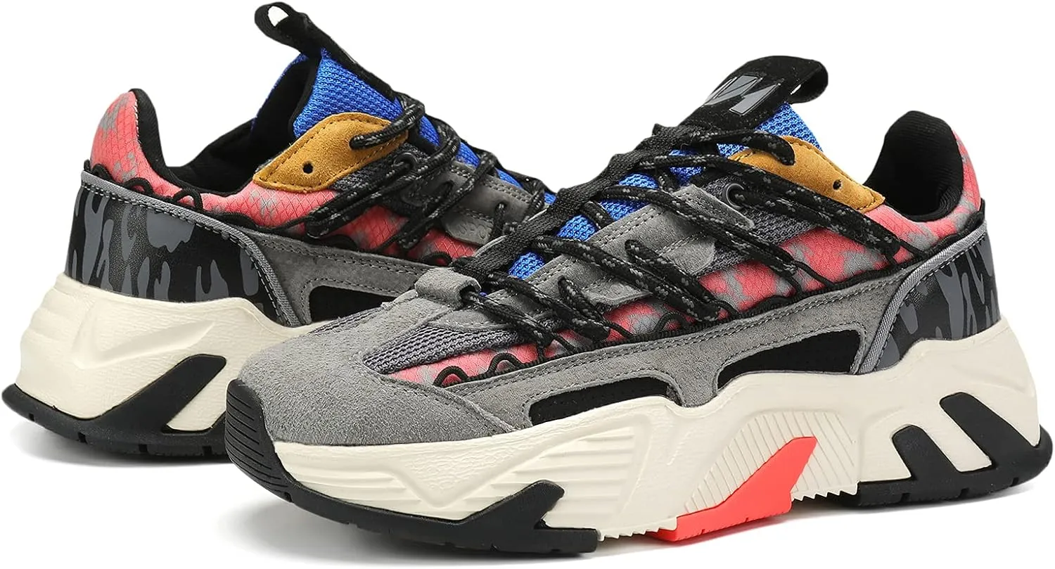Women's Chunky Platform Sneakers Non Slip Lace-up Walking Workout Sneaker