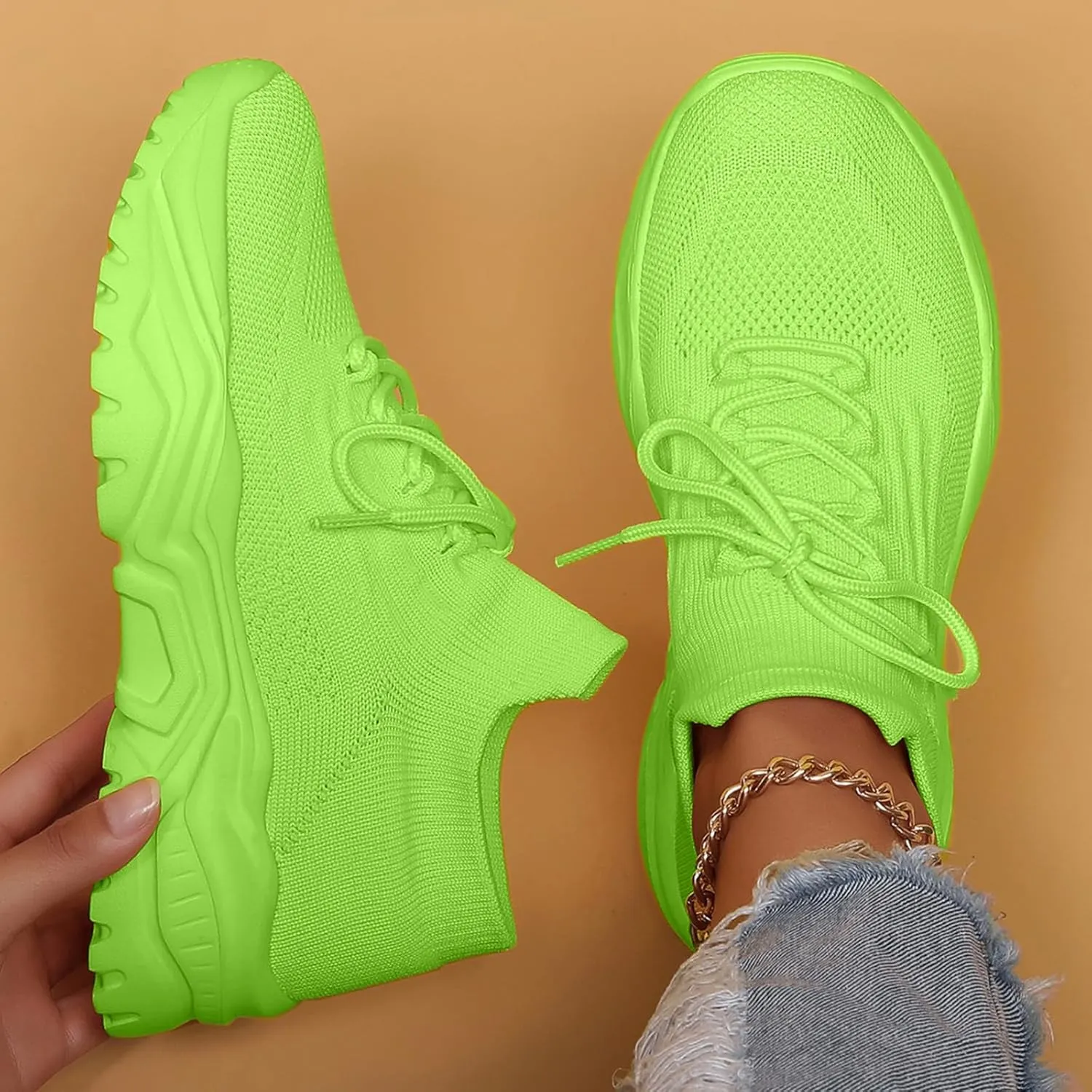 Women's Orthopedic Shoes Comfort Sock Slip-On Shoes Platform Sneakers for Women Lightweight Breathable Flying Woven Mesh Footwear Casual Jogging Workout Non-Slip Gym Sneakers