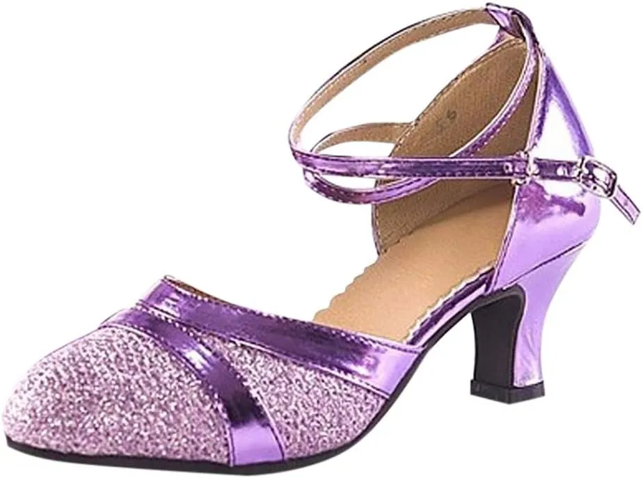 Womens Sandals Size 8 1/2 Women's Ballroom Tango Latin Dancing Shoes Sequins Shoes Social Dance Shoe Wedges Women