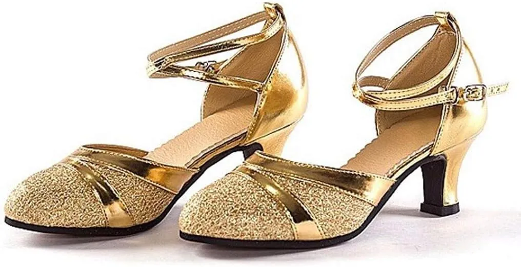 Womens Sandals Size 8 1/2 Women's Ballroom Tango Latin Dancing Shoes Sequins Shoes Social Dance Shoe Wedges Women