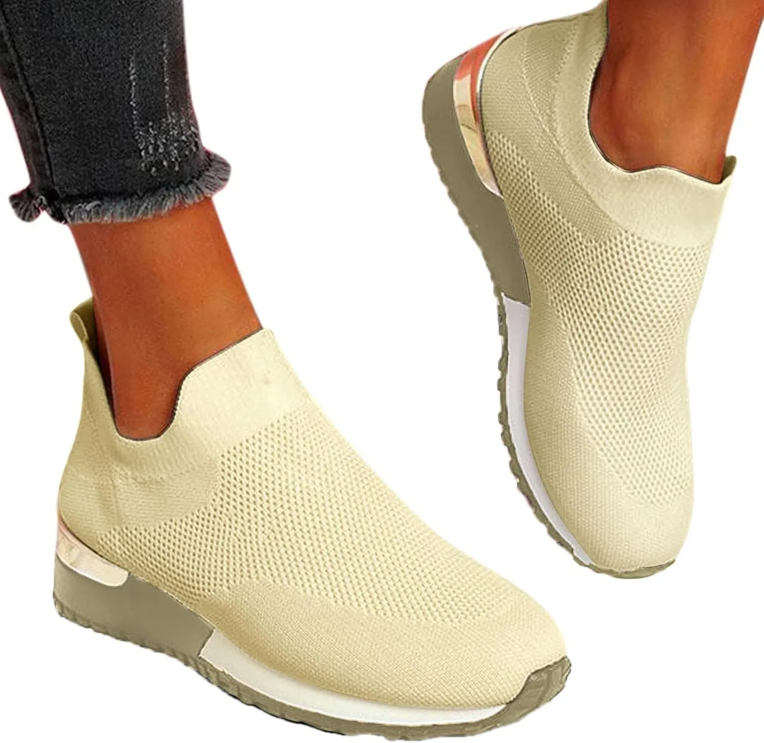Womens Slip On Walking Shoes Non Slip Running Shoes Breathable Workout Shoes Lightweight Sneakers Comfortable Shoes