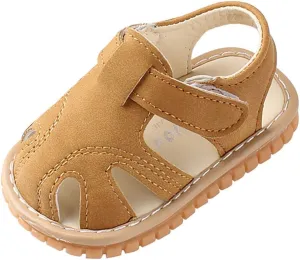 WUAI Unisex Infant Baby Shoes PU Leather Anti-Slip Closed Toe Summer Sandals Casual First Walkers Princess Dress Shoes