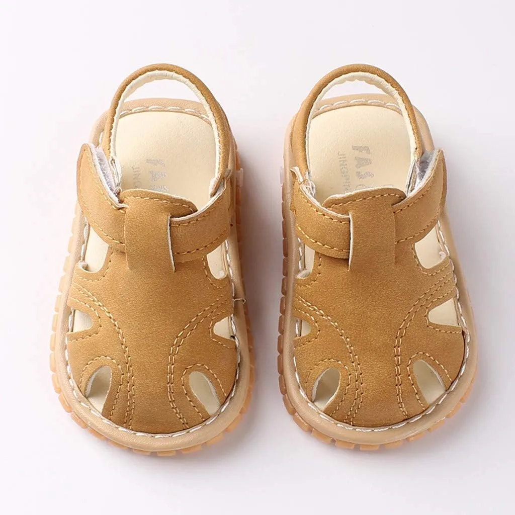 WUAI Unisex Infant Baby Shoes PU Leather Anti-Slip Closed Toe Summer Sandals Casual First Walkers Princess Dress Shoes