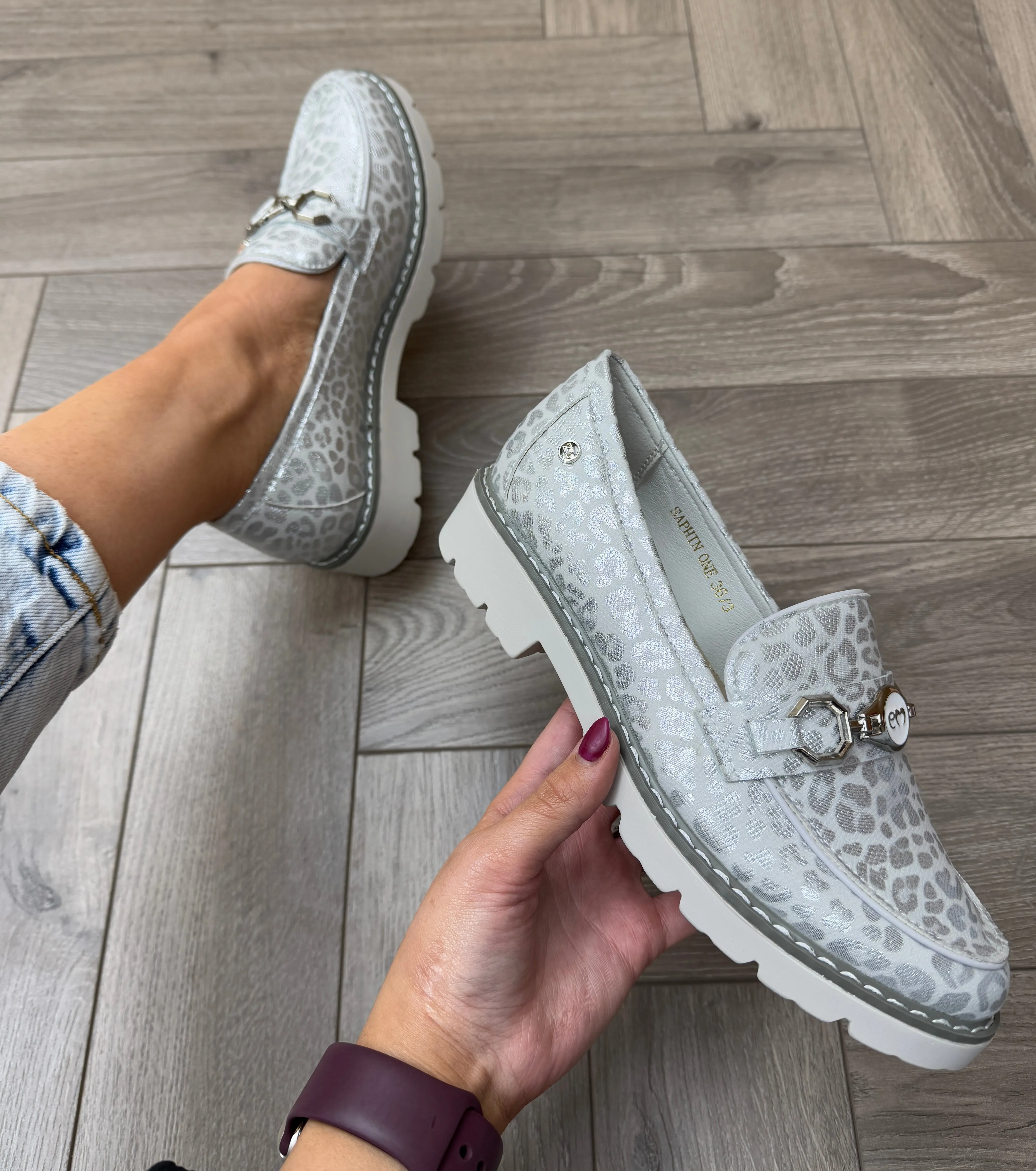 Zanni & Co (SS25) ‘Saphin One’ Loafer with Metallic Leopard Print - Silvery Cheetah (Z22)